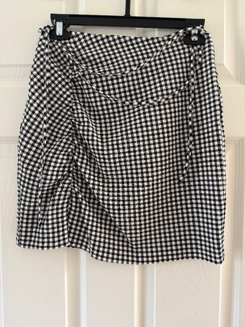 Zara Gingham Ruched Mini Skirt